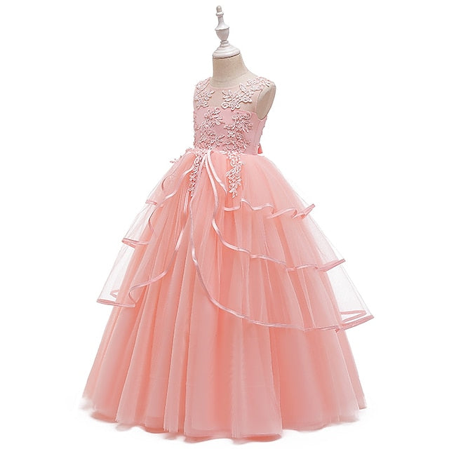 Kids Party Dress Girls' Solid Sleeveless Color