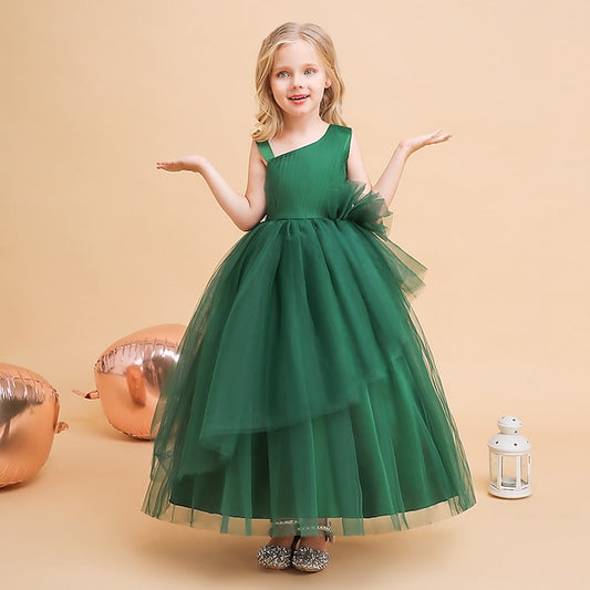 Kids Formal Sleeveless Party Girls' Color Solid Dress
