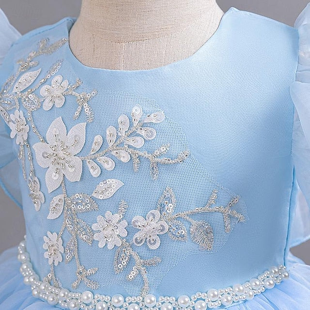 Wedding Sleeveless Floral Party Kids Girls' Dress Sequin