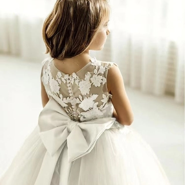 Party Solid Color Girl Girls' Kids Dress Flower