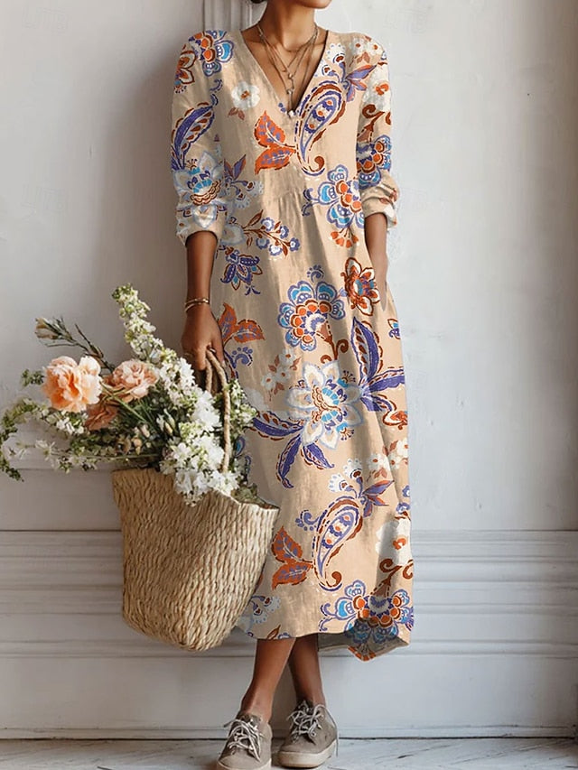 Women's Maxi Dress Linen Like Breathable Lightweight