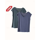 Women's Blouse Solid Color Stylish Casual Short Sleeve V