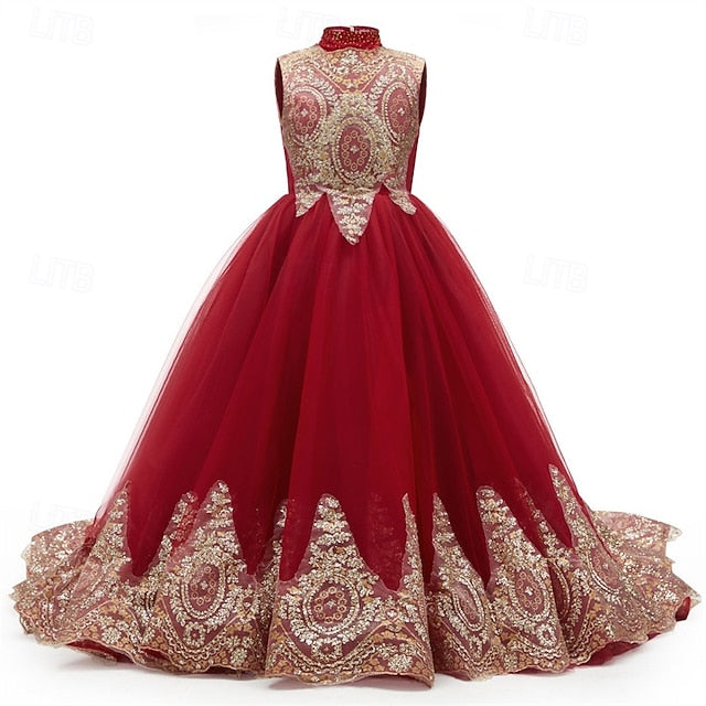 Kid's Evening Girls' Dress Flower Formal Gown Girl