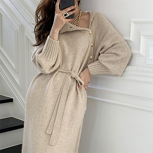 Women's Midi Dress Sweater Dress Elegant Fashion Modern