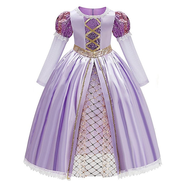 Girl Rapunzel Dress Party Fairytale Flower Theme Princess Sofia