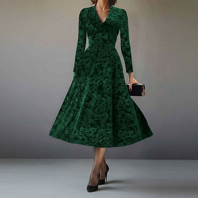 Women's Midi Dress Velvet Dress Casual Dress Elegant