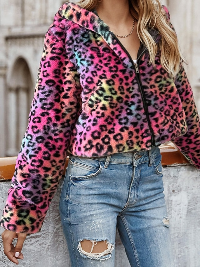 Fur Faux Hoodie Coat Jacket Women's Warm Comfortable