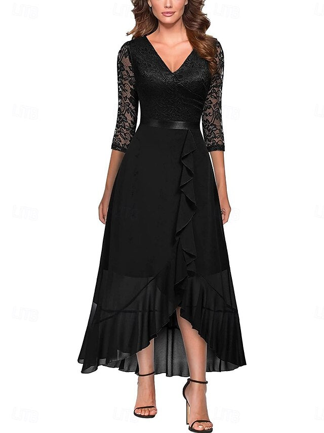 Women's Blue Black Summer Spring Fall Maxi Dress A Line