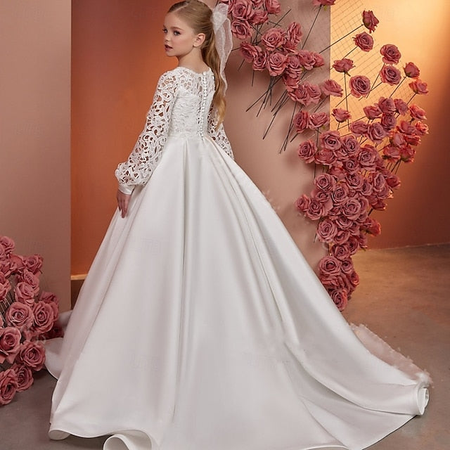 Dress Girls' Communion Girl First Flower Kids Solid