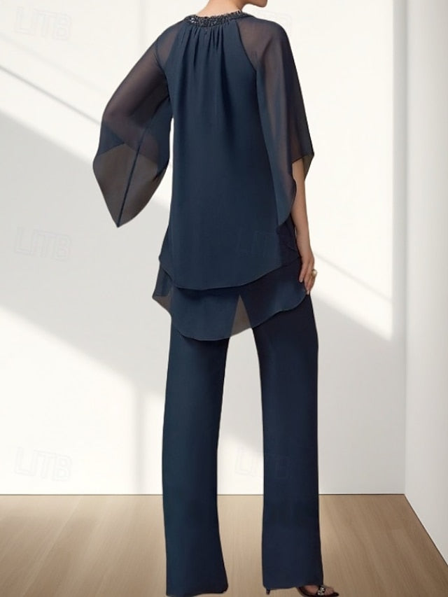 Two the of Wedding Bride Mother Piece Pantsuit Dress Guest