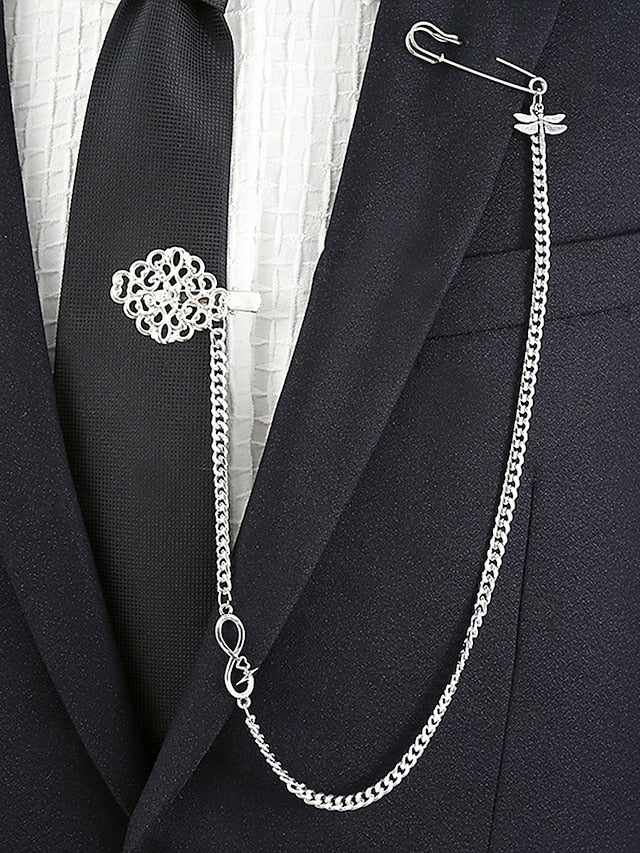 Design Silver Tie with Men's – Wheel Ship Chain Nautical