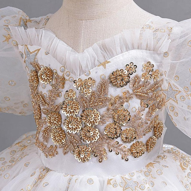 Sequin Flower Floral Party Dress Girls' Kids Girl