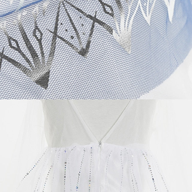 Princess Frozen Girl Flower Vacation Elsa Dress Fairytale