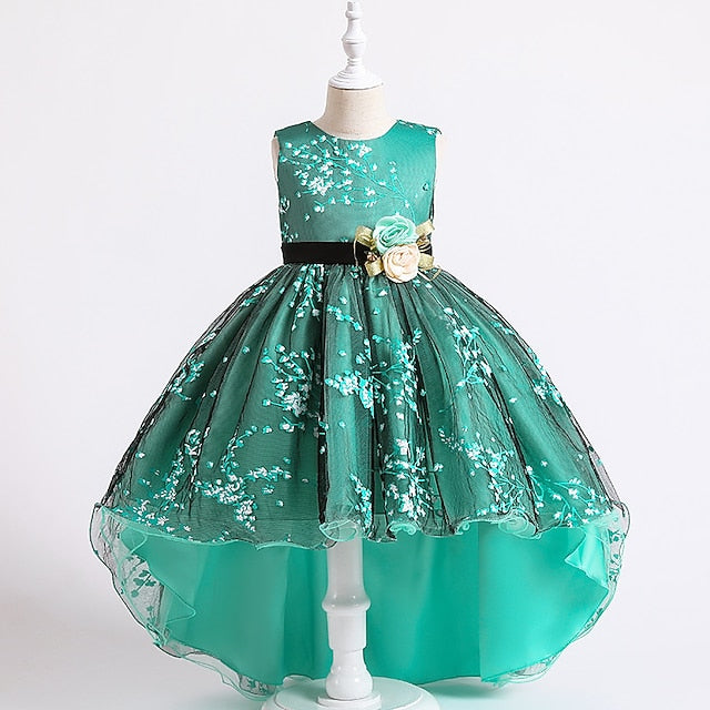 Sleeveless Solid Girls' Kids Dress Colored Wedding Floral