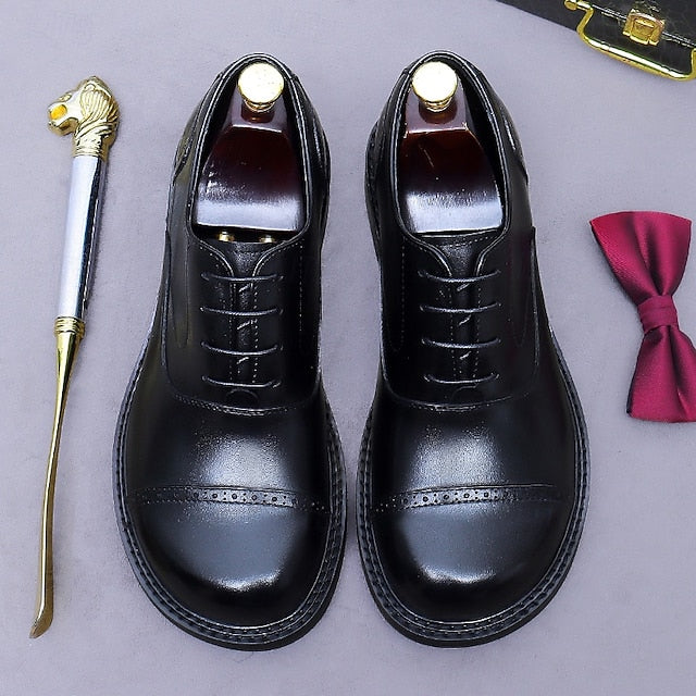Leather Shoes- Toe First Men's Cap Oxford Genuine