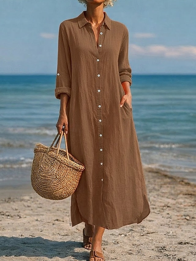 Women's Maxi Dress Shift Dress Casual Daily Loose Fit Plain