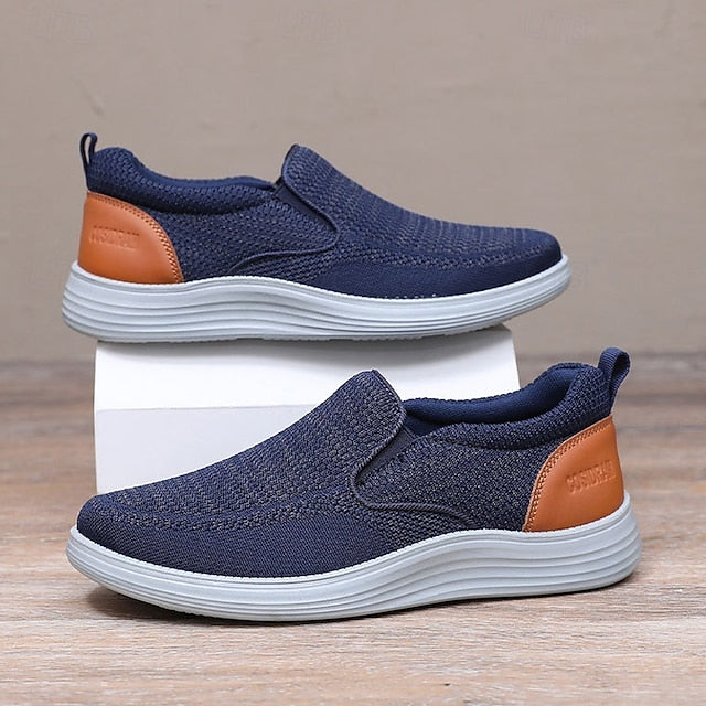 Sneakers Breathable Men's Stretch Navy – Slip-On Knit