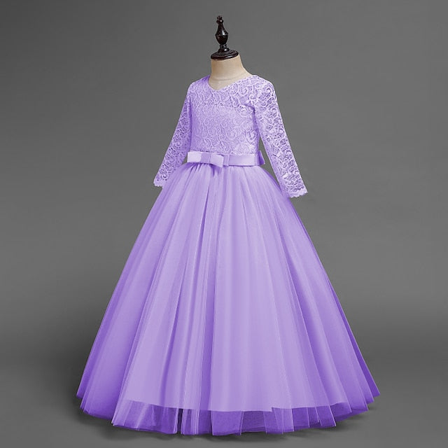 Dress Half Girl Kids Wedding Girls' Flower Sleeve