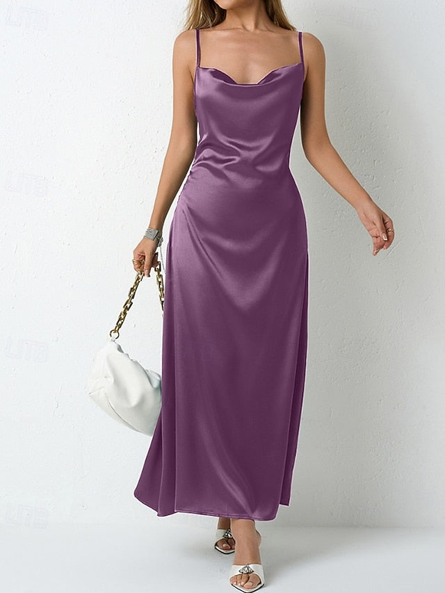 Women's Midi Dress Satin Dress Party Dress Cocktail Dress