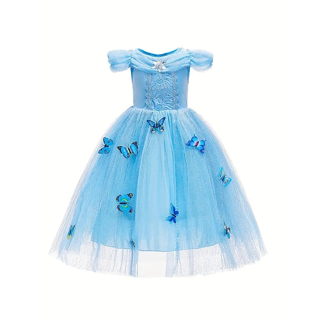 Frozen Elsa Princess Party Dress Theme Tulle Flower Costume Girl