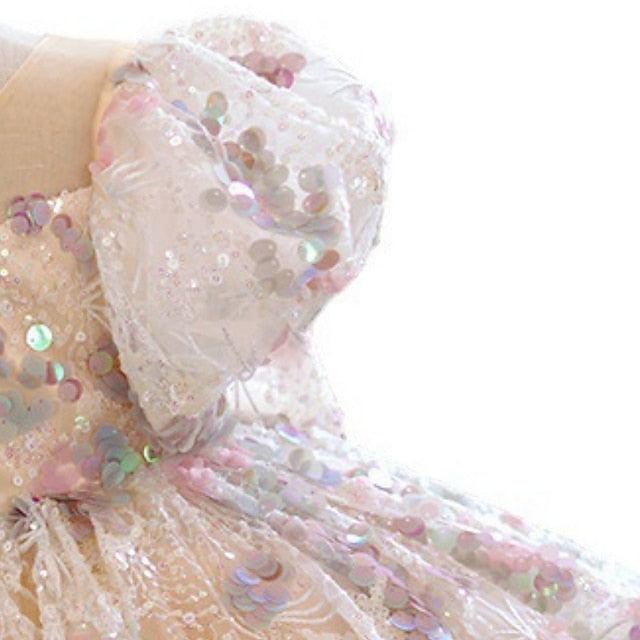 Girls' Short Solid Kids Dress Sleeve Color Party