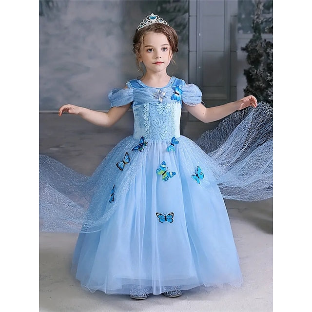 Frozen Elsa Princess Party Dress Theme Tulle Flower Costume Girl