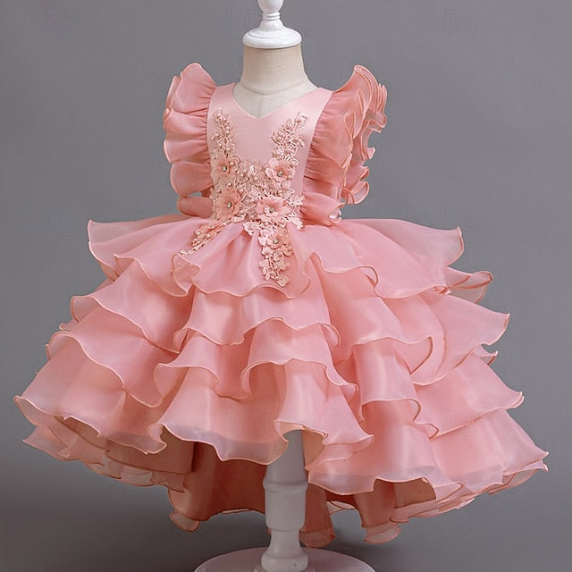 Floral Party Asymmetrical Dress Kids Girls'