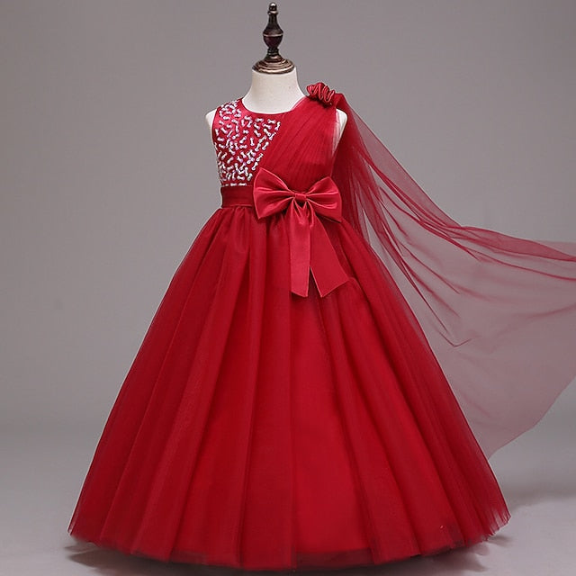 Girls' Dress Kids Flower Colored Solid Girl