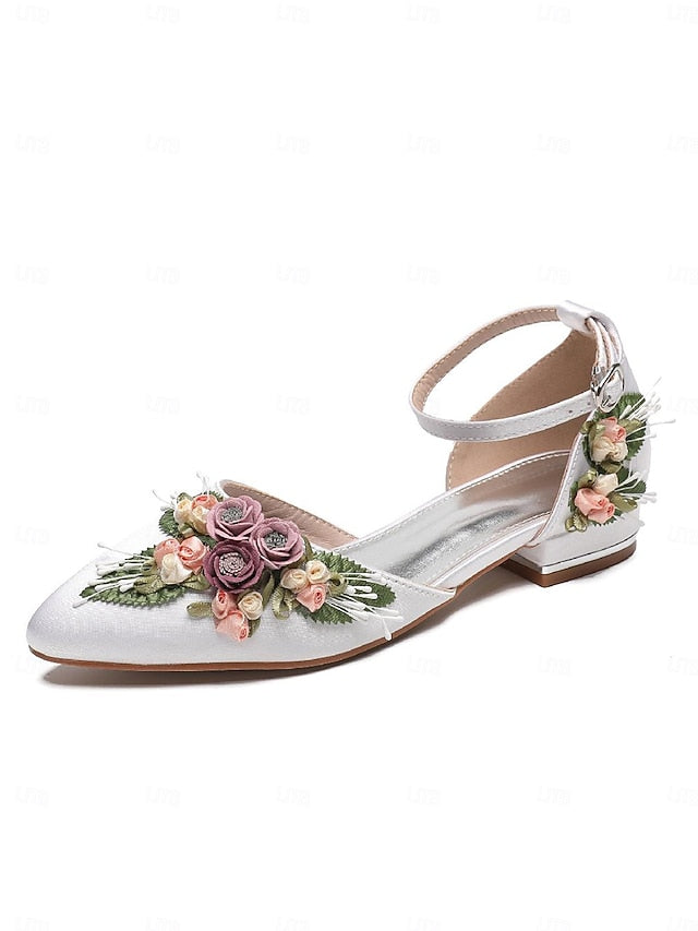Flat Embroidered with Shoes Matching – Floral White Clutch