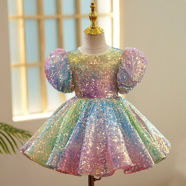 3D Spring Wedding colour Short Sleeve Summer Girls' Dress