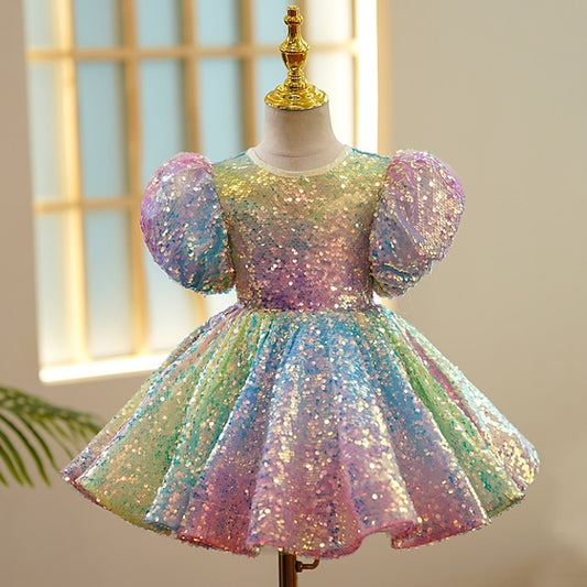 3D Spring Wedding colour Short Sleeve Summer Girls' Dress