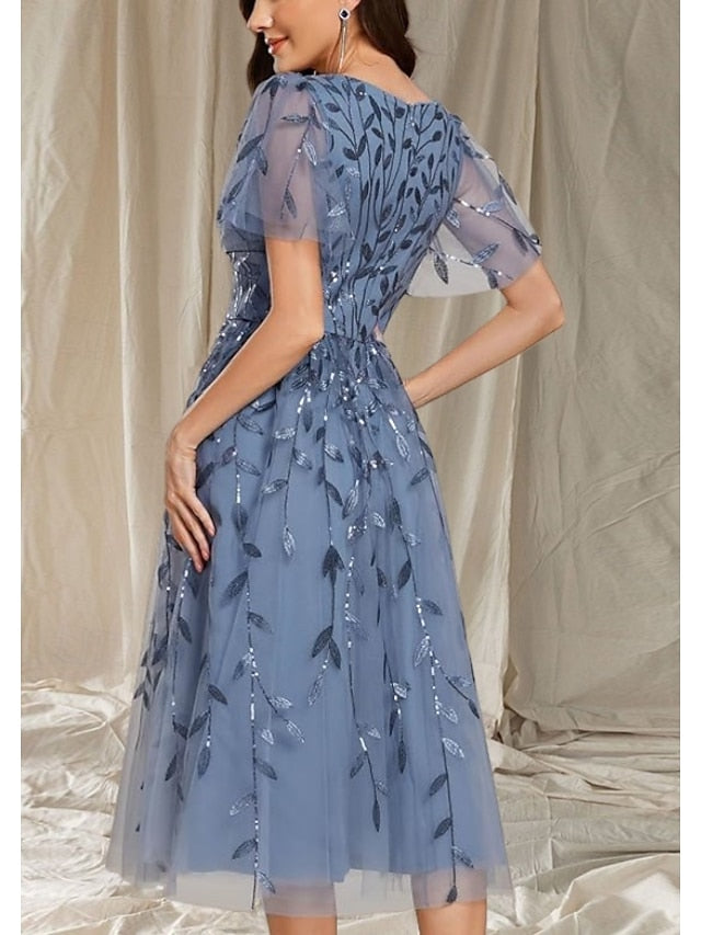 V Mother Guest A-Line of Bride Neck Dress Wedding the Elegant