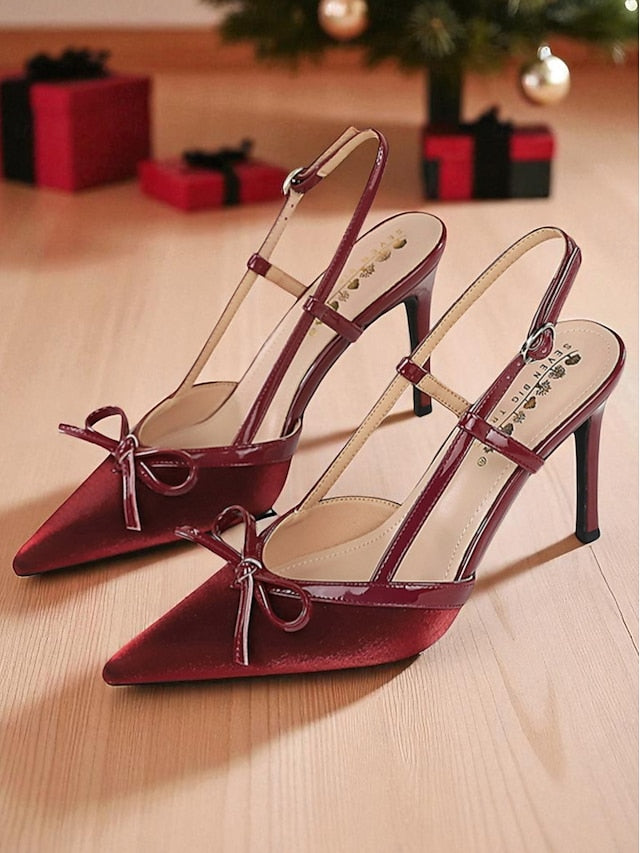 Pointed and Red Slingback - Heels Women's Stiletto Green