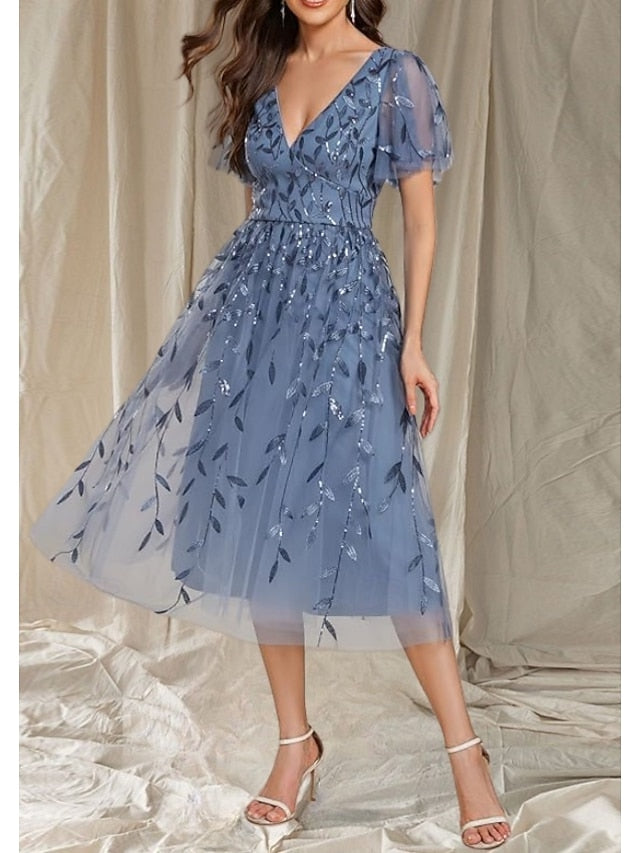 V Mother Guest A-Line of Bride Neck Dress Wedding the Elegant