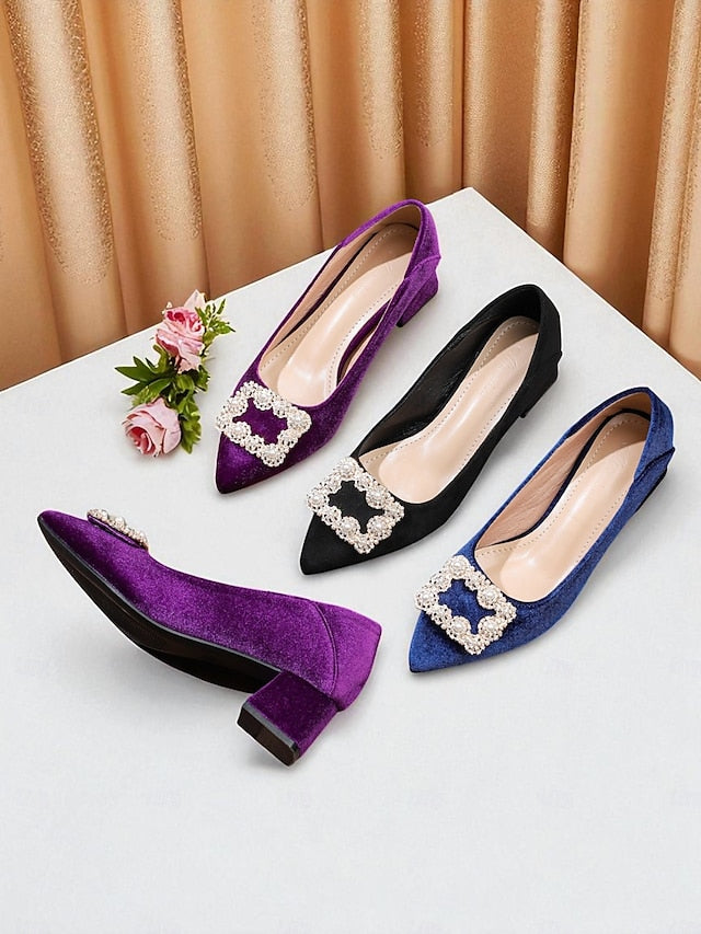 Glitter with Pointed Toe Women's Pearl Purple Flats and