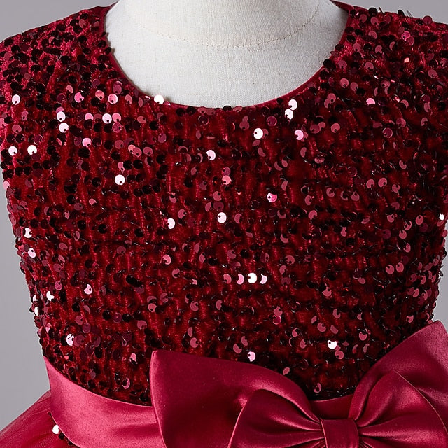 Party Sleeveless Kids Girls' Sequin Wedding Festival Dress