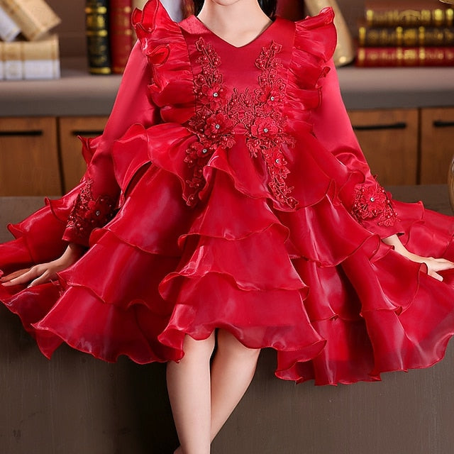 Flower Wedding Kids Dress Sleeve Girls' Special Party Long