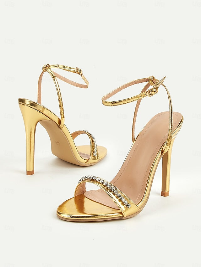 High Gold Heels Metallic Women's – Strap Dazzling Ankle