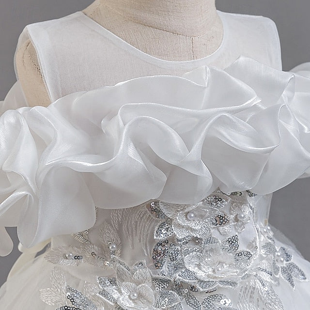 Sleeve Girls' Kids Wedding Flower Short Party Dress Floral