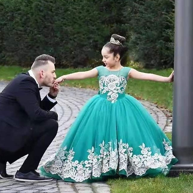 Floral Solid Girls' Dress Kids Flower Colored Girl