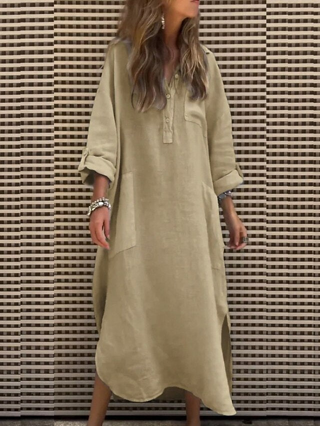 Women's Midi Dress Shirt Dress Classic Modern Outdoor