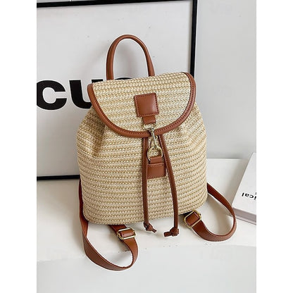 Women Backpack Straw for – Boho Rattan Travel with Woven Bag