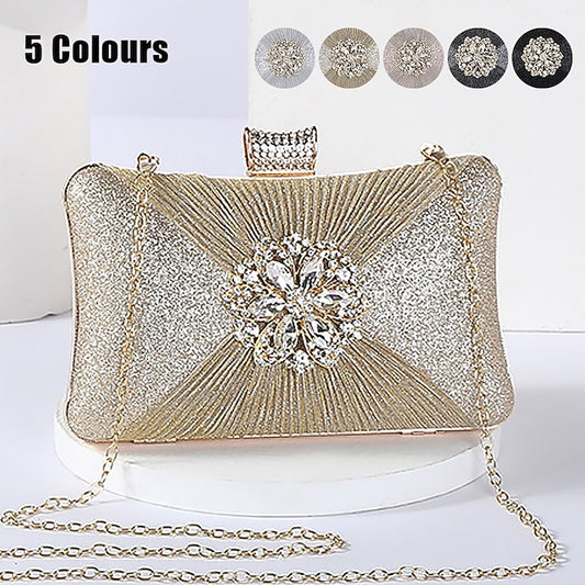 Gold Rhinestone Bag Chain Women's Clutch Strap Elegant with