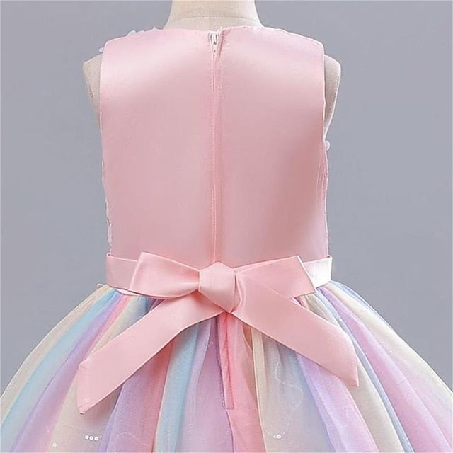 Girls' Dress Solid Party Color Kids Girl Flower