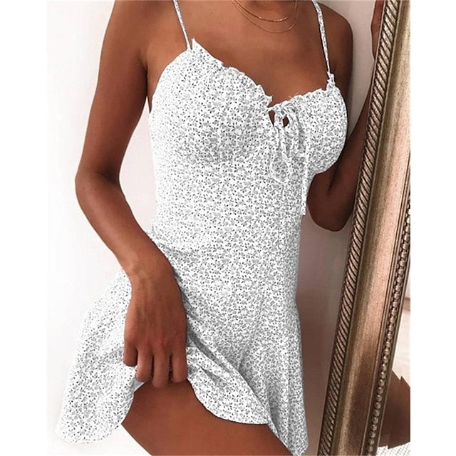 Women's Casual Dress Sundress Floral Dress Mini Dress Dark