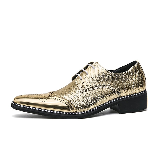 Men's Gold Faux Shoes – Shiny Metallic Oxford