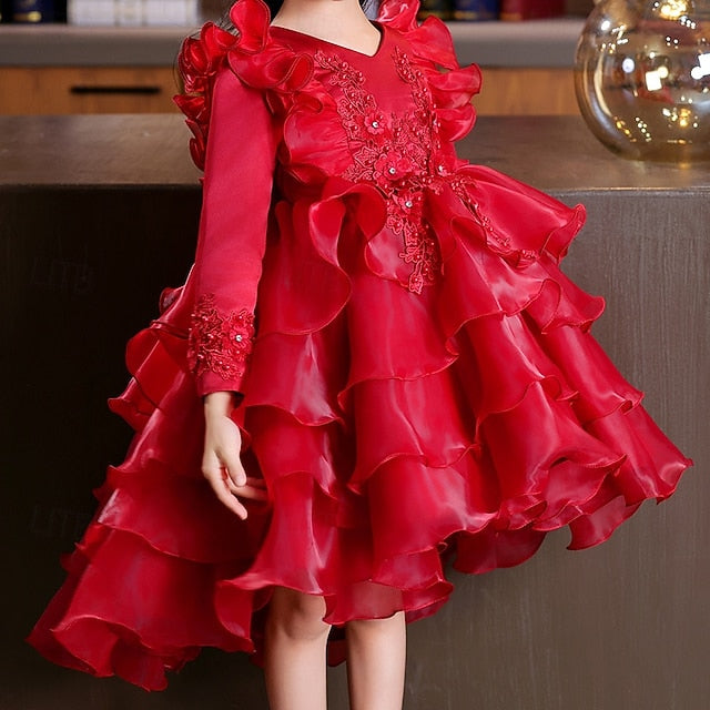 Long Wedding Dress Special Sleeve Kids Girls' Flower Party
