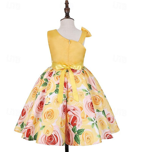 Easter Sleeveless Girls' Flower Dress 3D Summer Party