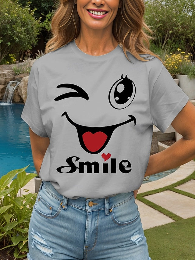 Women's T Shirt Heart Graphic Letter Vintage Stylish