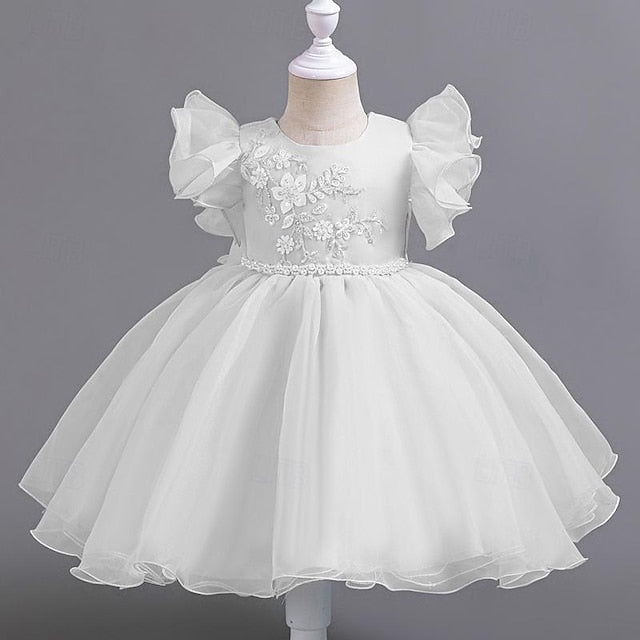Wedding Sleeveless Floral Party Kids Girls' Dress Sequin